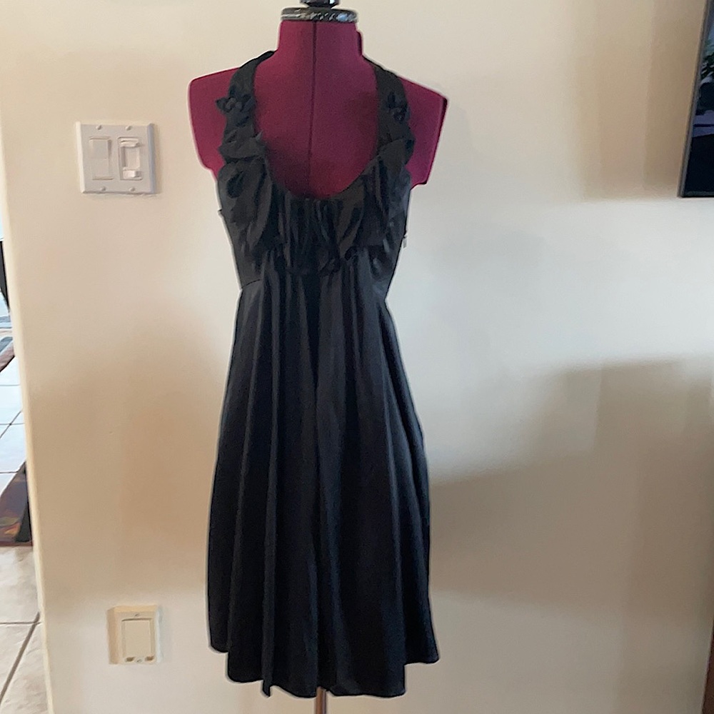 COPY - Beautiful black sheen knee length Demoiselle, worn once!!